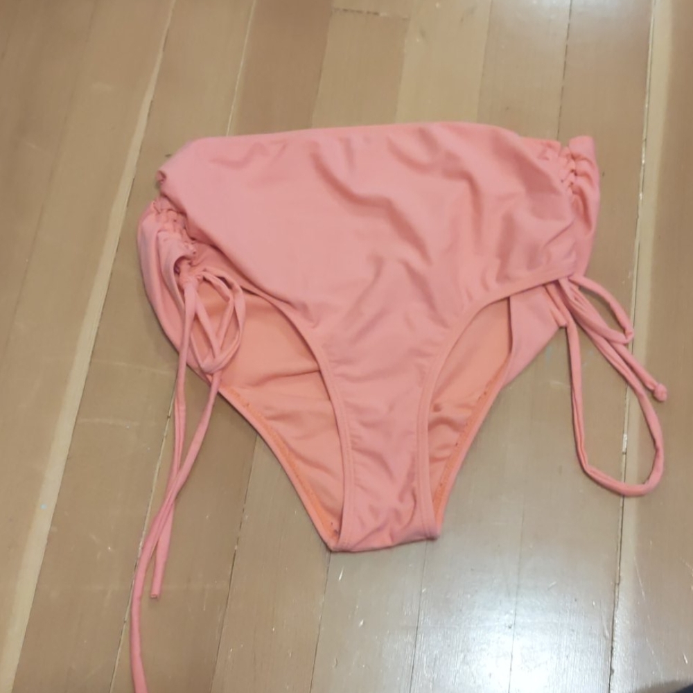 Pink high waisted bikini bottoms